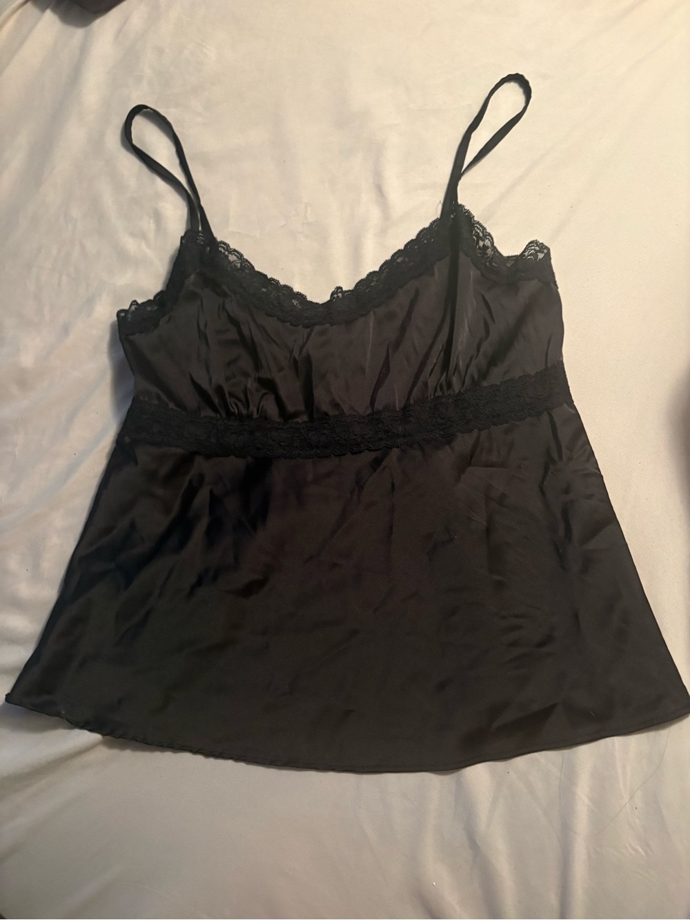 Y2K Black Lace Trim Satin Camisole